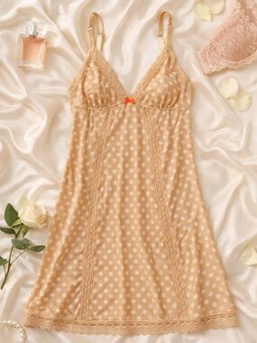 Blush Polka Dot Lace Chemise Lingerie
